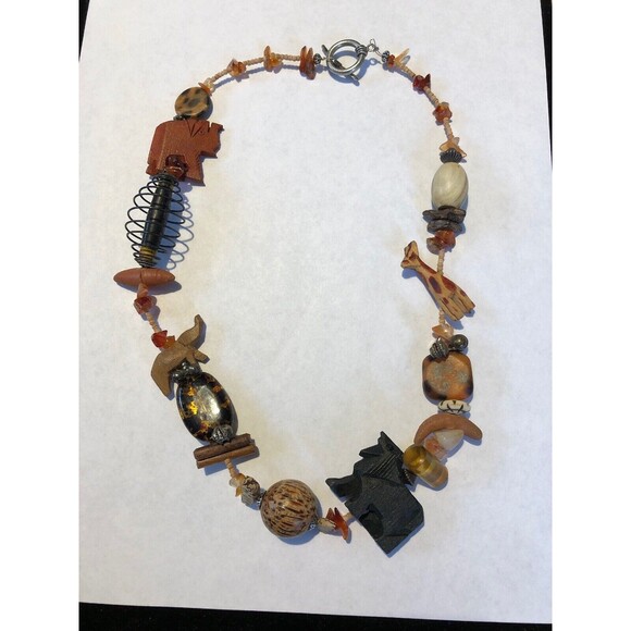 Vintage Hand-Carved African Wood Animals Fetish Necklace Unique-ESTATE Find - Picture 4 of 4